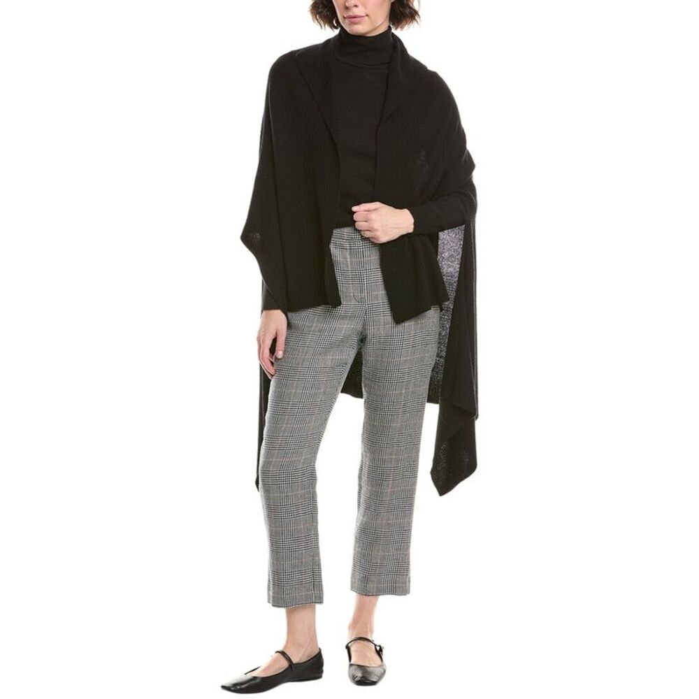 Bruno Magli Rib Knit Wool & Cashmere-Blend Cape, Black